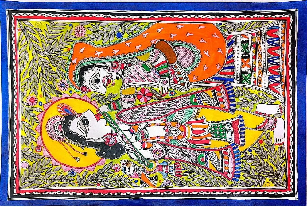 Radha Krishna playing flute