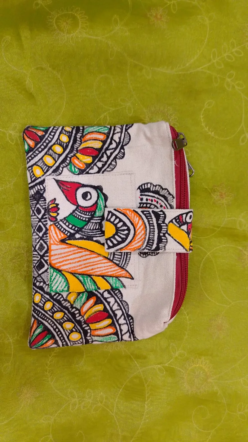 Pure canvas cotton small bag Mithila Panting Art