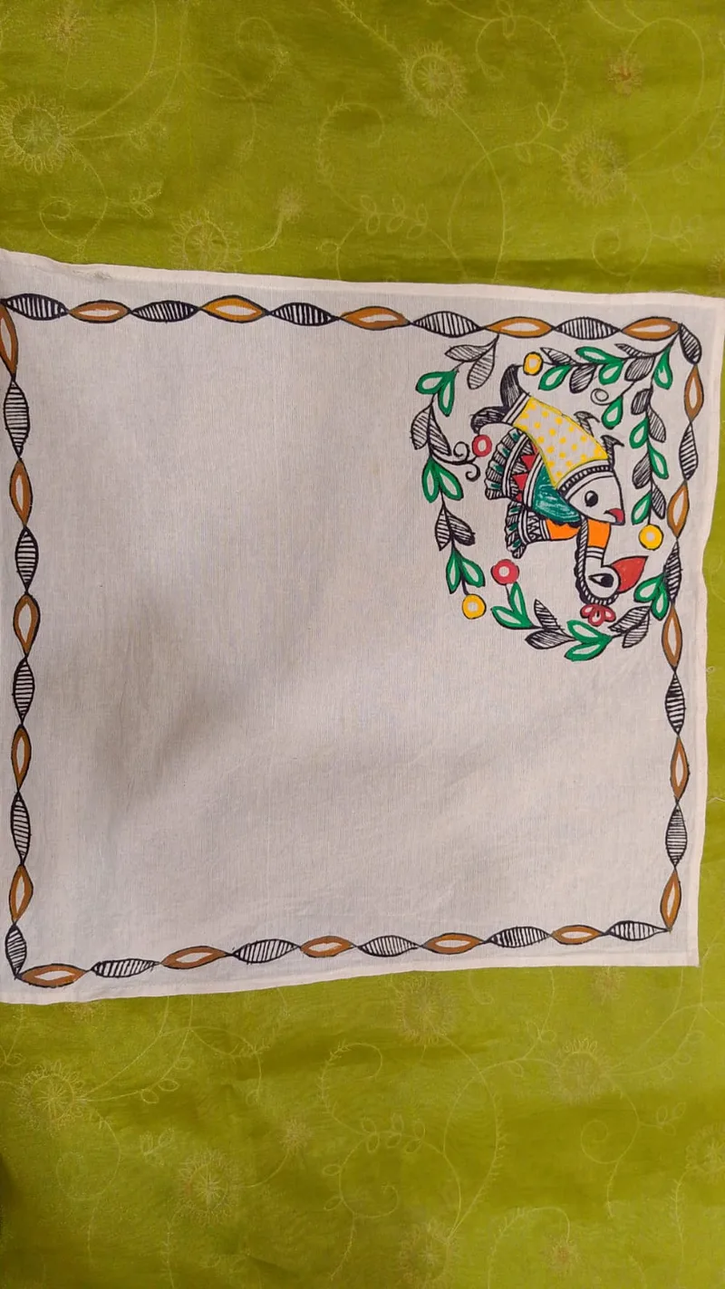 Pure Nepali cotton hanky Mithila panting art 24