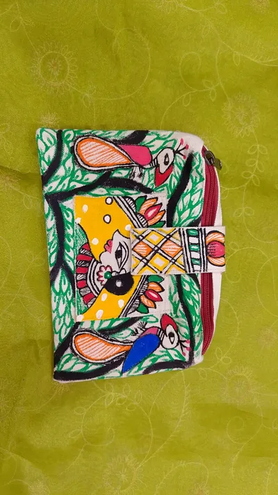 Pure canvas cotton small bag Mithila Panting Art