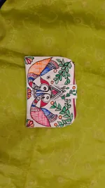 Pure canvas cotton small double cab bag Mithila Panting Art thumbnail