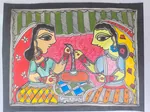 Two women in traditional attire preparing or serving food thumb 2