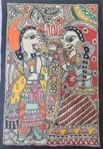Mithila painting depicting the marriage of Rama and Sita [Shawember] thumb 2