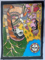 This is Mithila painting depicting the Ashok Vatika scene from the Ramayana.यो चित्र मिथिला चित्रकला हो जसले रामायणको अशोक वाटिका दृश्यलाई चित्रण गरेको छ। thumb 2